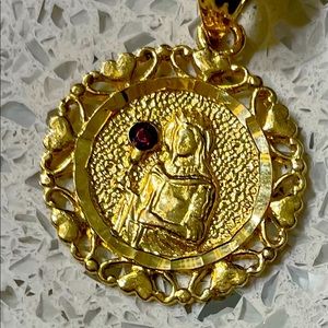 Necklace and pendant, costume gold plated